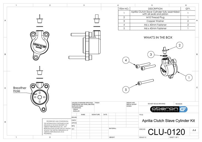 Oberon Clutch Slave Cylinder