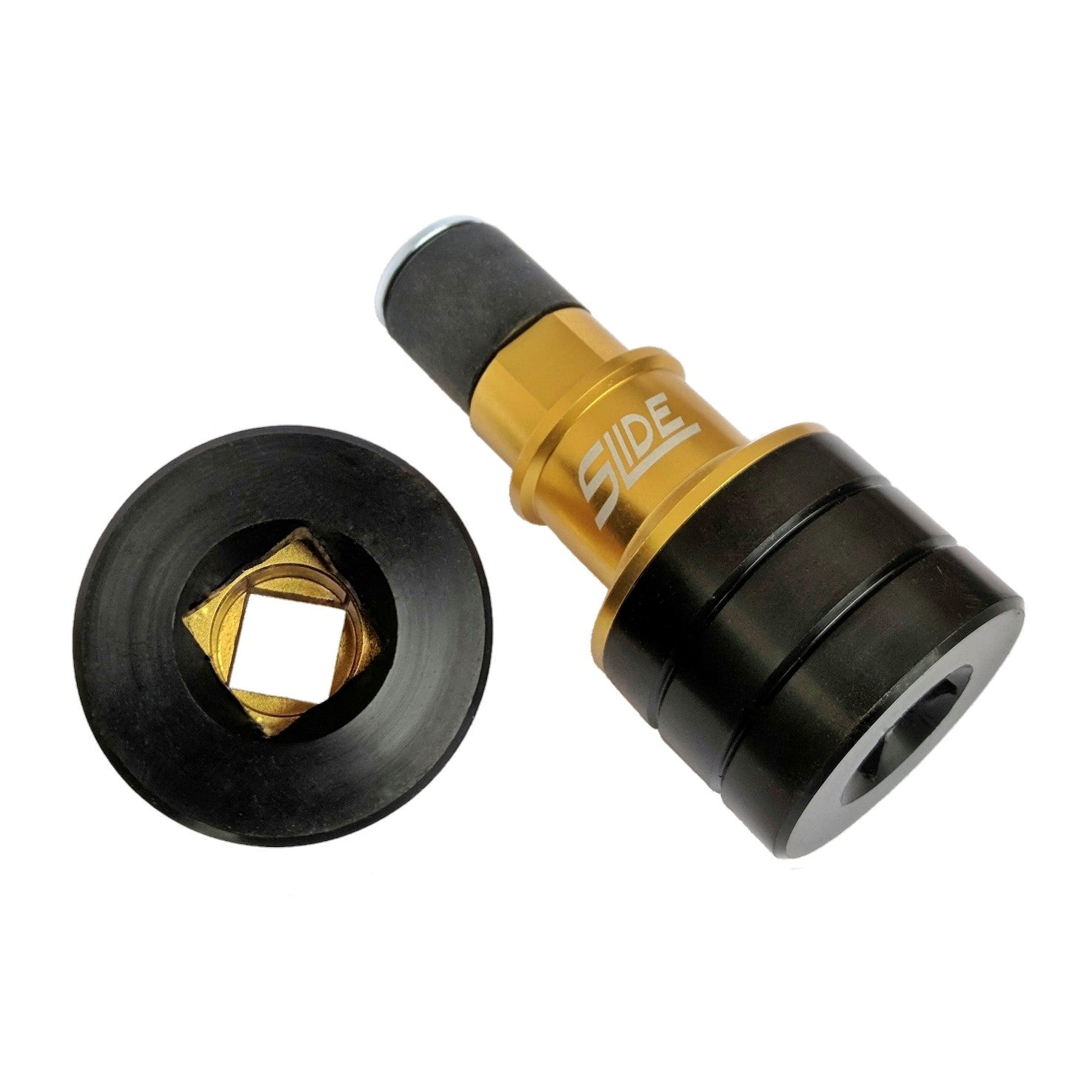 Front Pro Sliders: The integrated axle slider nut uses a 3/8" socket extension to install and remove.